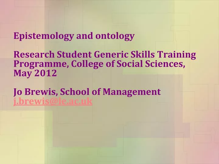 epistemology research epistemology research