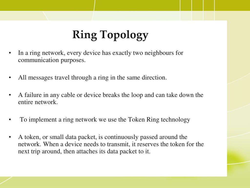 Ring topology example with 5‐port routers (two for links and three for... |  Download Scientific Diagram