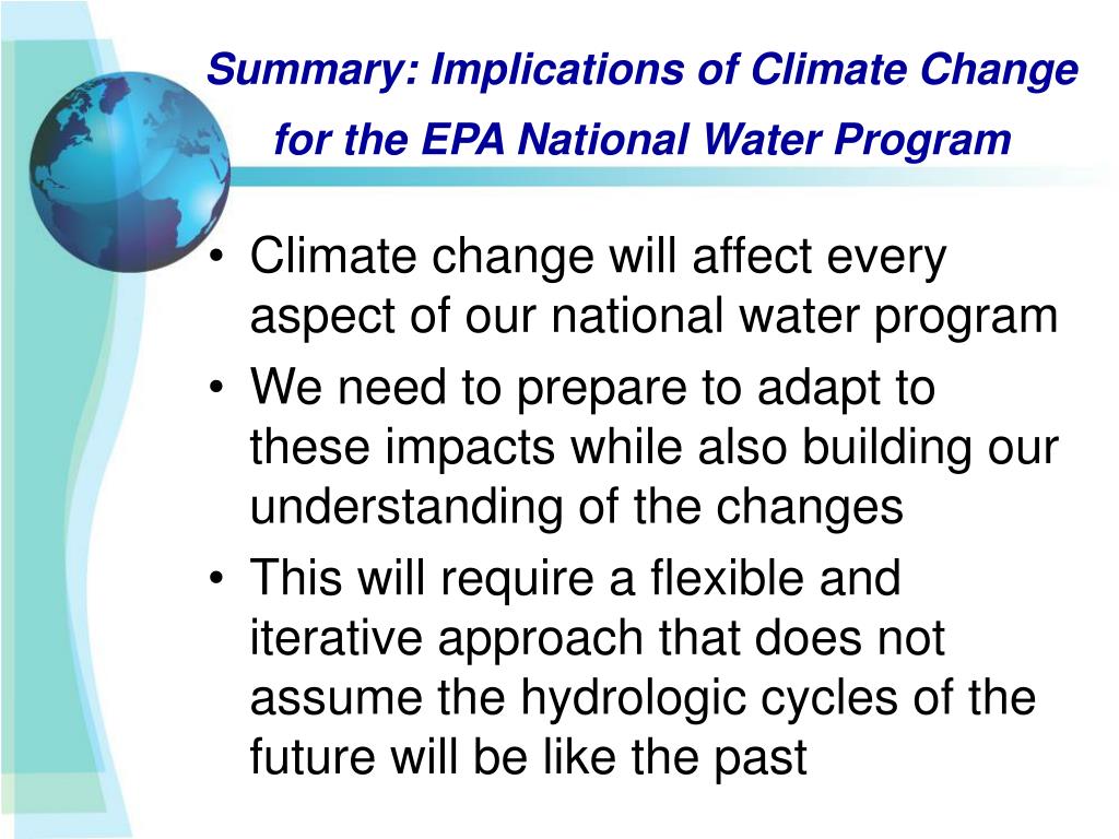 PPT - Climate change impacts on water resources and EPA’s water ...