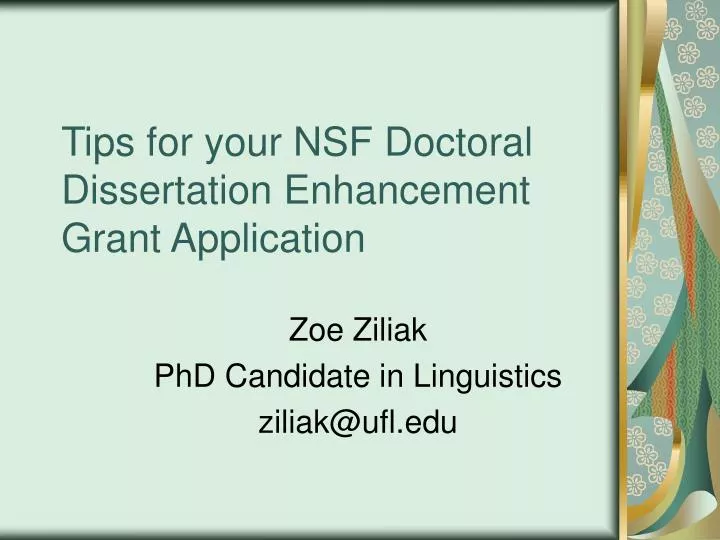 Nsf dissertation grant