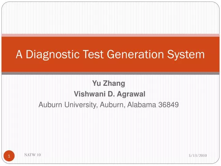 a diagnostic test generation system n.