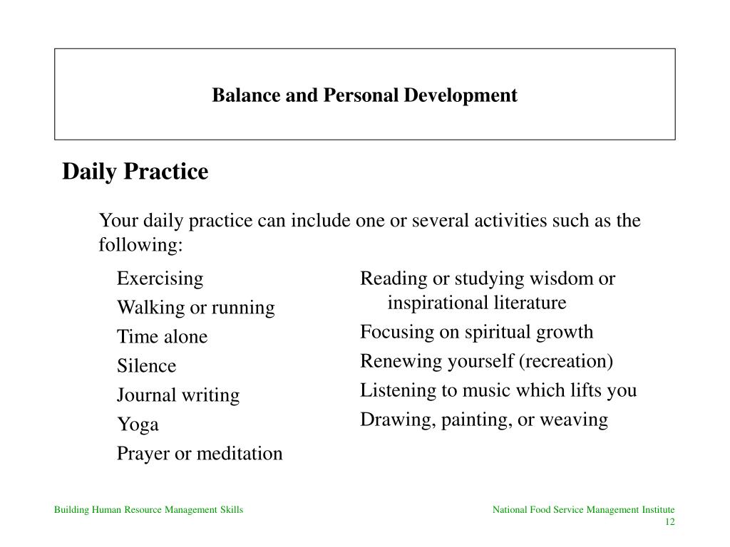 Self Development Balance PPT - Enhancing Human Resource Management Skills for Personal ...