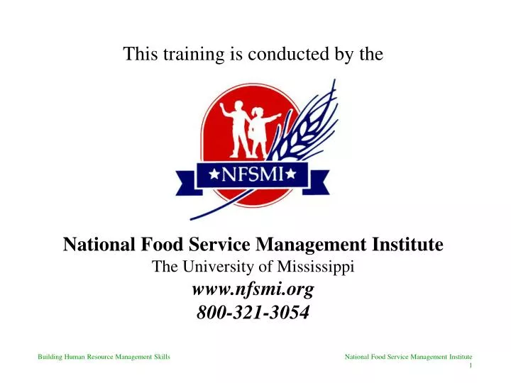 PPT - This training is conducted by the National Food ...