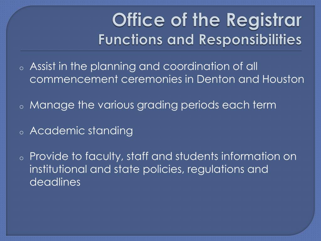presentation college registrar