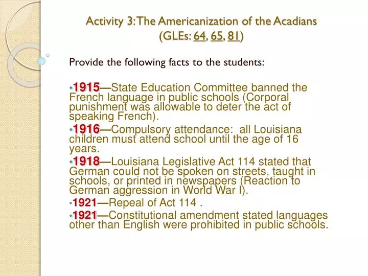 activity 3 the americanization of the acadians gles 64 65 81 n.