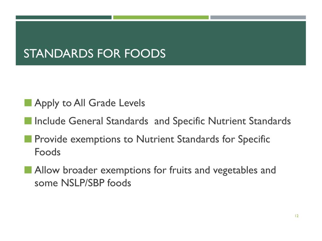 PPT Nutrition Standards for All Foods Sold in School PowerPoint