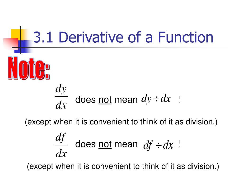 PPT - 3.1 Derivative of a Function PowerPoint Presentation, free ...