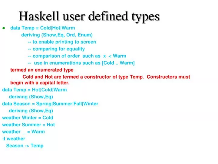 PPT Haskell user defined types PowerPoint Presentation ID1714789