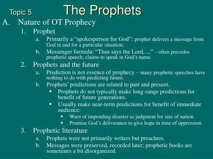 topic 5 the prophets n.