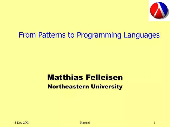 PPT - From Patterns to Programming Languages PowerPoint Presentation ...