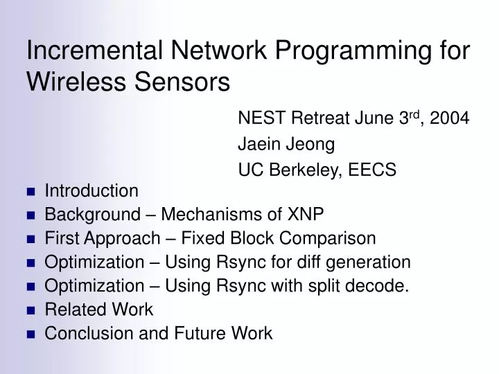 incremental network programming for wireless sensors n.
