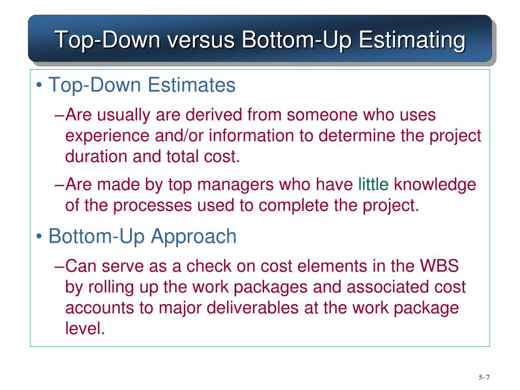 bottom up estimating