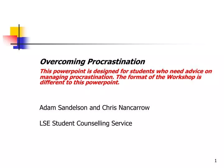 Ppt Overcoming Procrastination Powerpoint Presentation Free Download Id 1719431
