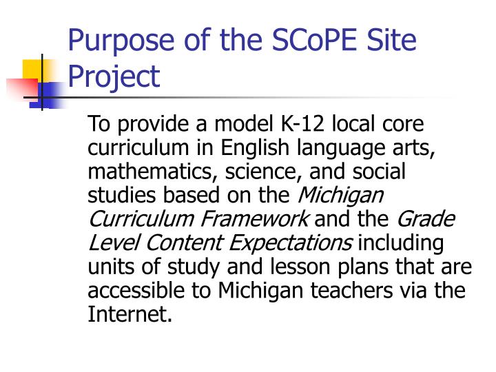 ppt scope a model core curriculum for michigan schools tim curriculum chart ucsc