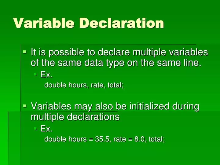 PPT - Variable Declaration PowerPoint Presentation, free download - ID ...
