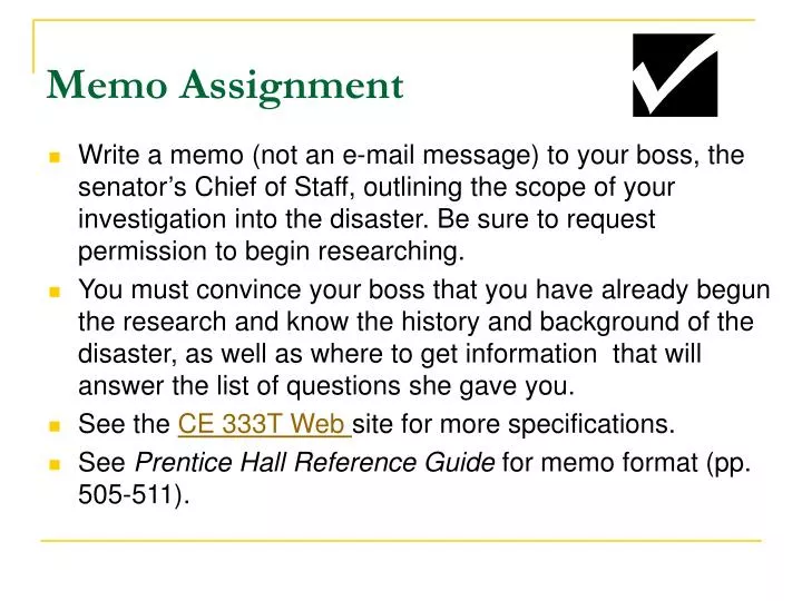 PPT Memo Assignment PowerPoint Presentation, free download ID1720390