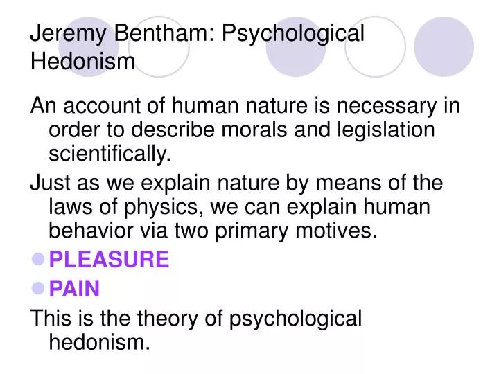 jeremy bentham psychological hedonism n.