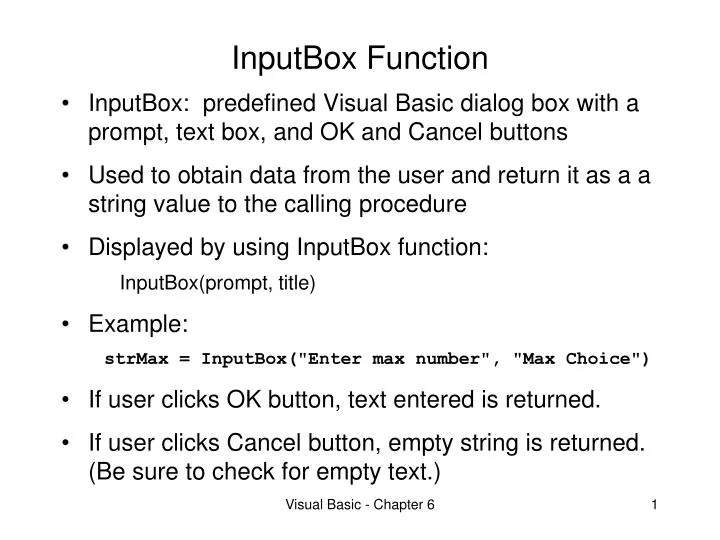 PPT InputBox Function PowerPoint Presentation, Free Download ID1722578 