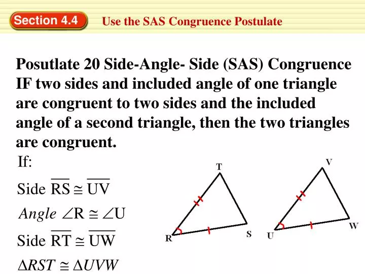 Ppt Posutlate 20 Side Angle Side Sas Congruence Powerpoint