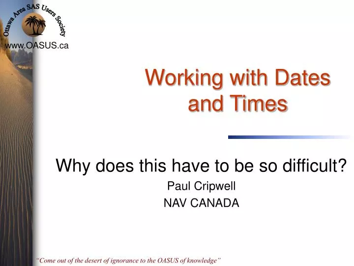 PPT Working with Dates and Times PowerPoint Presentation, free