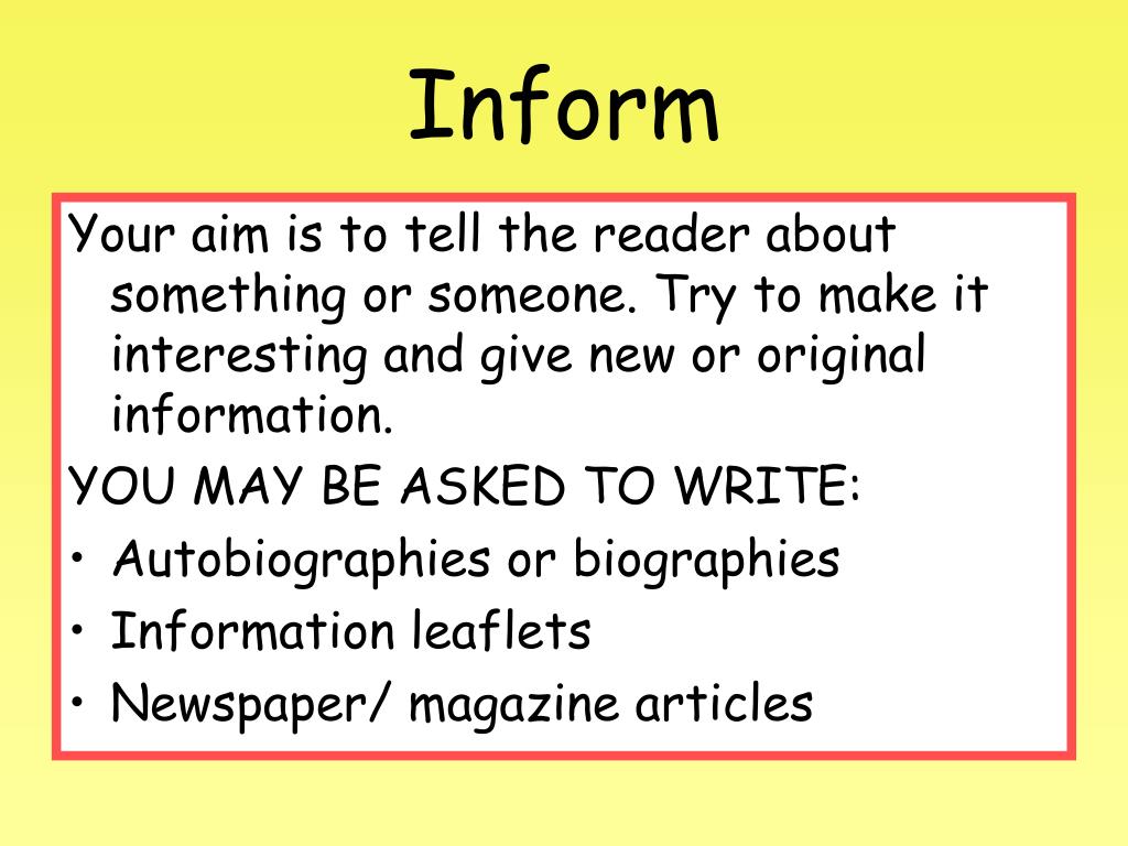 PPT WRITING TO INFORM EXPLAIN AND DESCRIBE PowerPoint Presentation 
