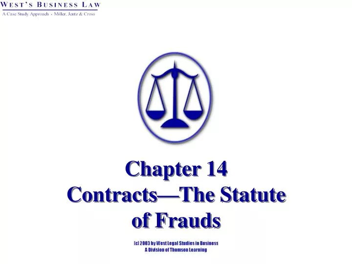 PPT Chapter 14 Contracts—The Statute of Frauds PowerPoint