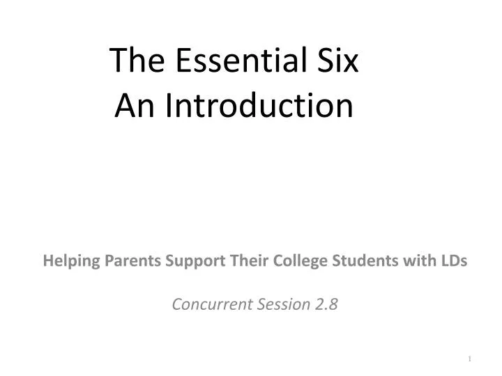 the essential six an introduction n.