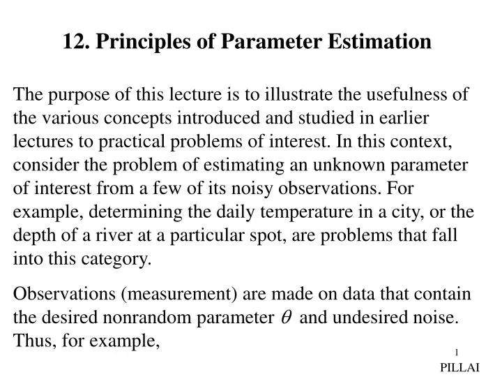 PPT - 12. Principles of Parameter Estimation PowerPoint Presentation