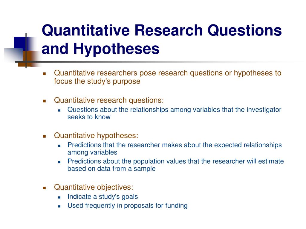 hypothesis of the study in quantitative research example