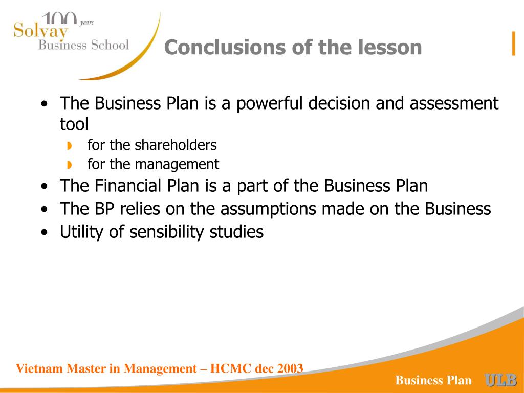 do business plans have conclusions