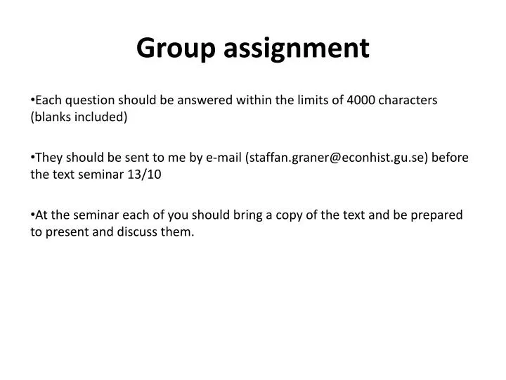 record of group standard assignment