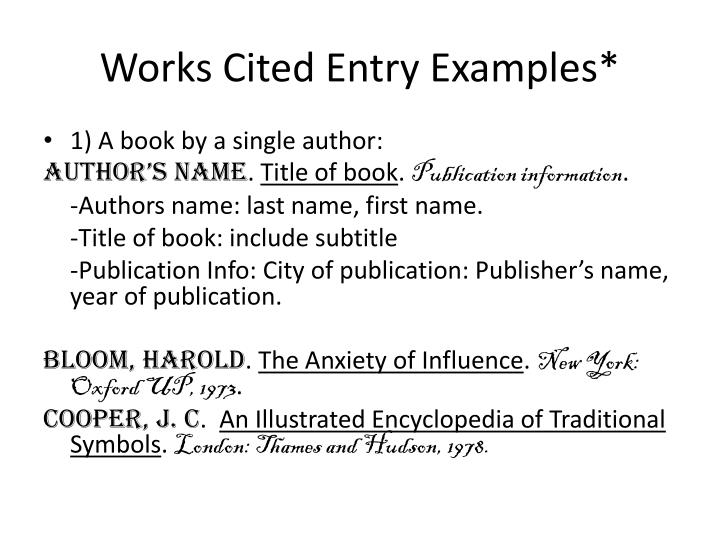 ppt citations powerpoint presentation id 1728682 work cited entry