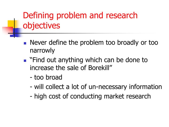defining the problem and research objectives in marketing