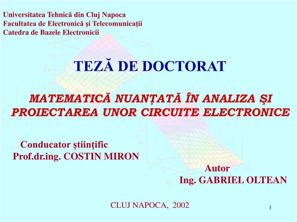 PPT - Universitatea Tehnic ă din Cluj Napoca Facultatea de Electronică şi  Telecomunicaţii Catedra de Bazele Electronicii PowerPoint Presentation -  ID:1732273