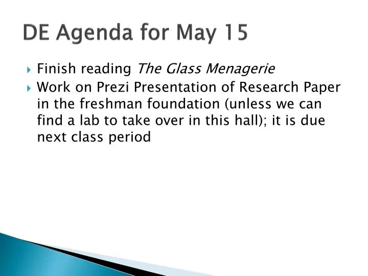 de agenda for may 15 n.