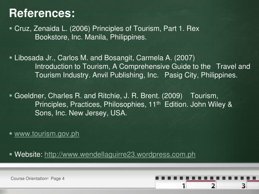 references for tourism
