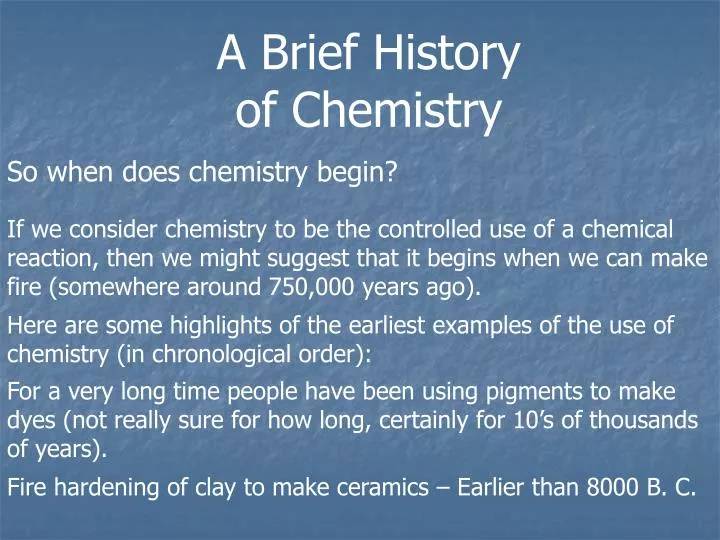 history of chemistry essay