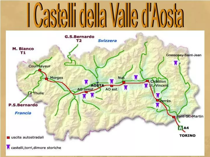 Cartina Dettagliata Castelli Valle D Aosta PPT - I Castelli della Valle d'Aosta PowerPoint Presentation, free