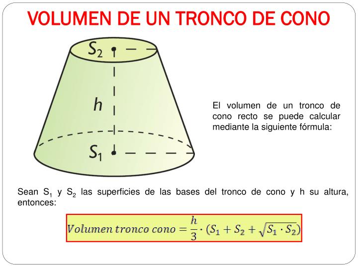 Volume Di Un Tronco Di Cono PPT - ÁREAS Y VOLÚMENES DE CUERPOS GEOMÉTRICOS PowerPoint Presentation