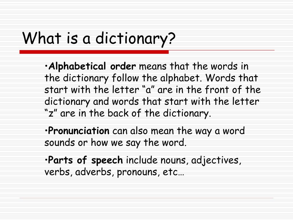 presentation is dictionary