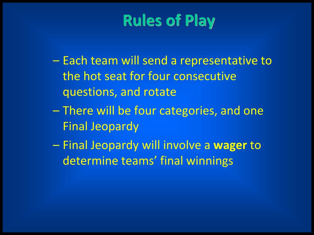 How to play Hot Seat, Official Rules