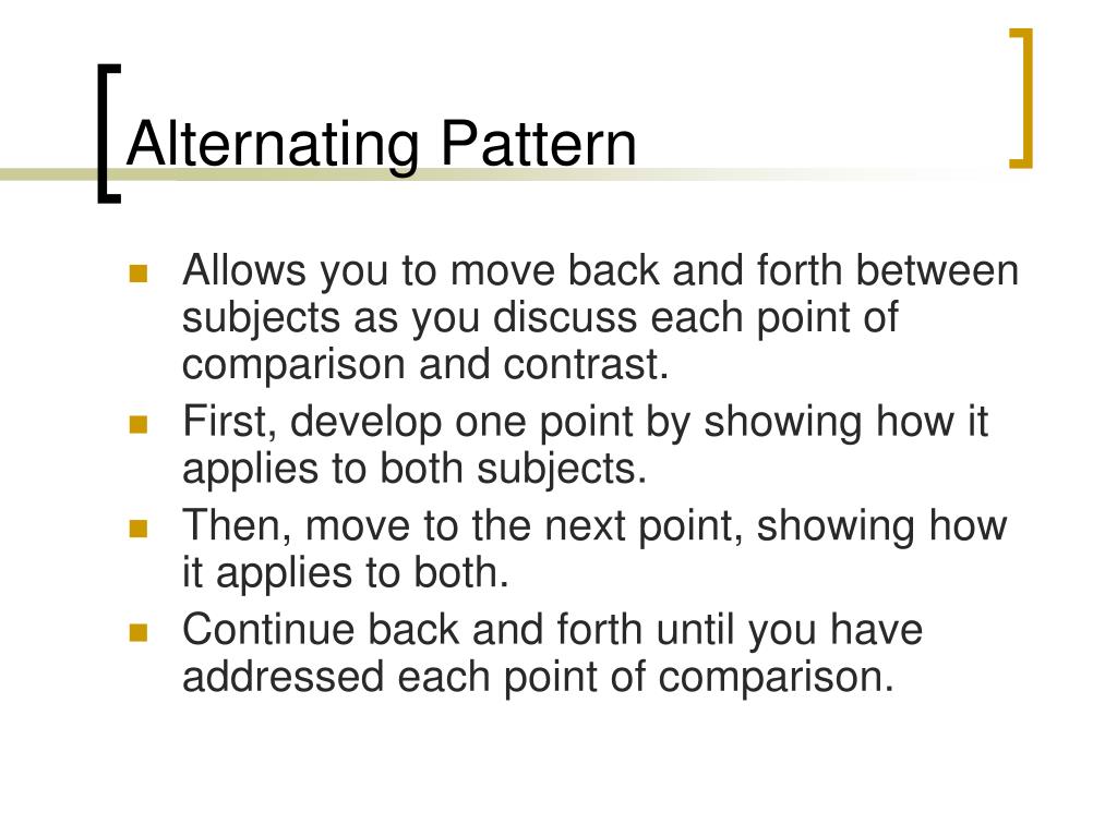 compare and contrast essay alternating example