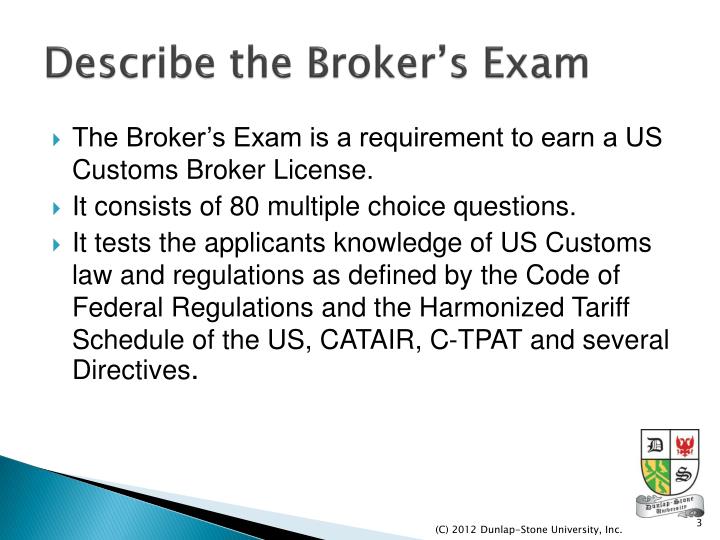 PPT Preparing for the US Customs Broker Exam PowerPoint Presentation