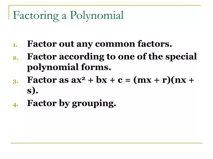 factoring a polynomial n.