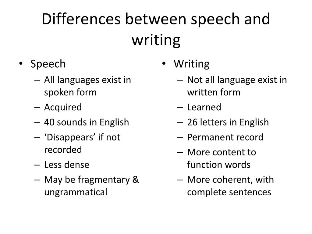 similarities between speech and writing