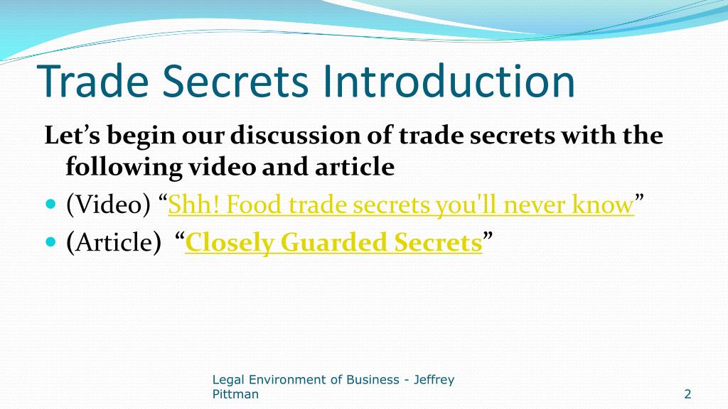 Trading secrets Trading secrets