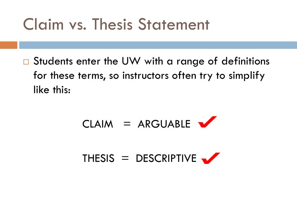 what is the difference between a thesis statement and a claim