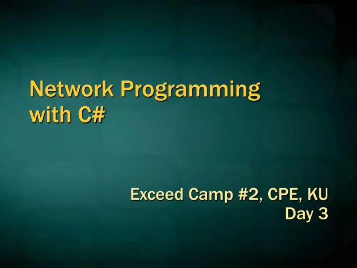 PPT - Network Programming with C# PowerPoint Presentation, free ...