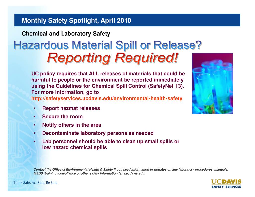 PPT UC Davis Safety Services Monthly Safety Spotlight April 2010