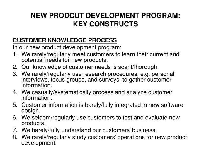 PPT - NEW PRODCUT DEVELOPMENT PROGRAM: KEY CONSTRUCTS PowerPoint ...